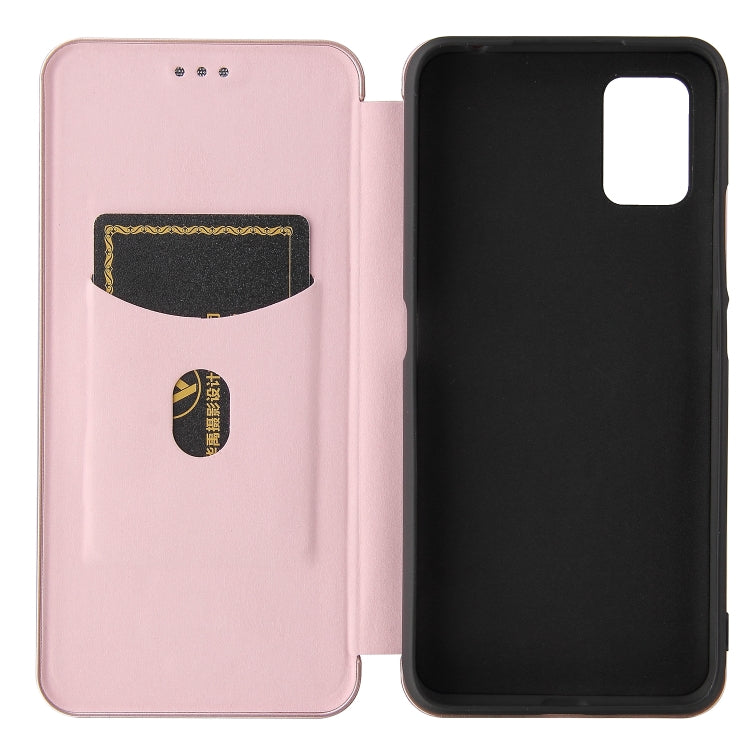 For UMIDIGI A7S Carbon Fiber Texture Horizontal Flip TPU + PC + PU Leather Case with Card Slot