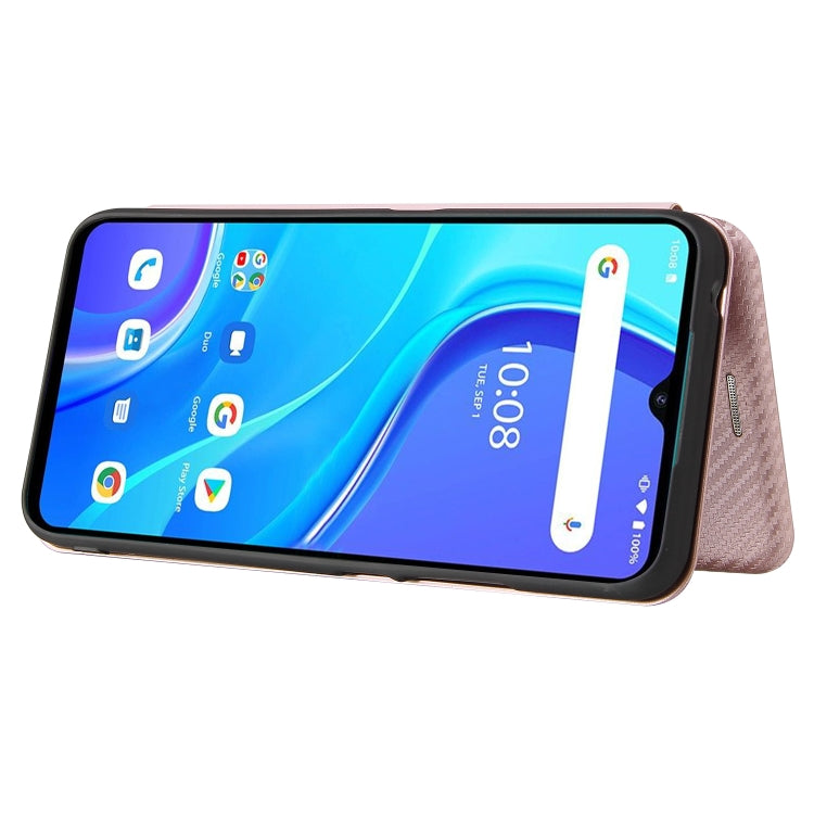 For UMIDIGI A7S Carbon Fiber Texture Horizontal Flip TPU + PC + PU Leather Case with Card Slot
