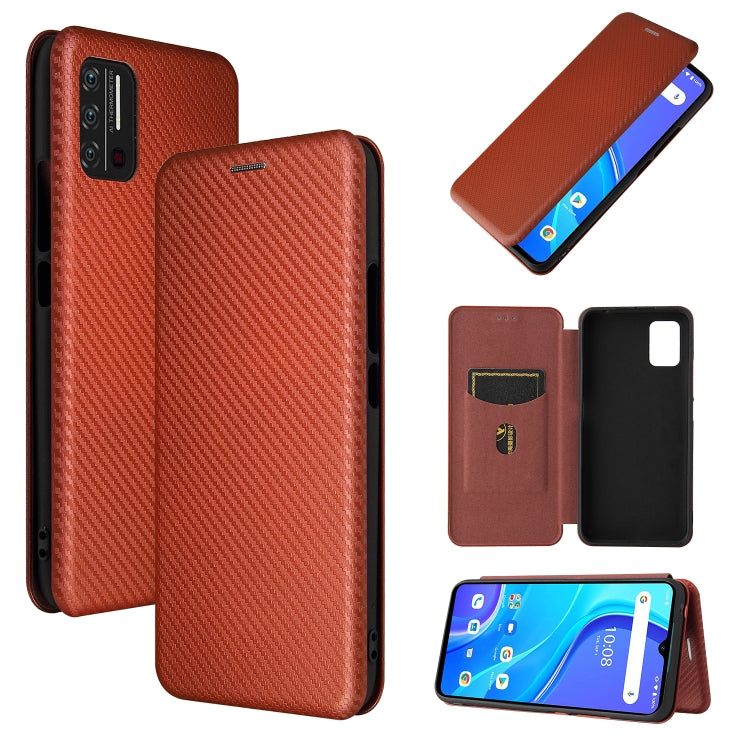 For UMIDIGI A7S Carbon Fiber Texture Horizontal Flip TPU + PC + PU Leather Case with Card Slot