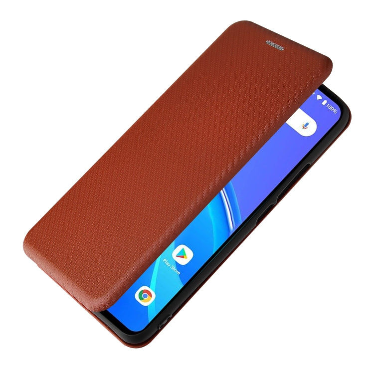 For UMIDIGI A7S Carbon Fiber Texture Horizontal Flip TPU + PC + PU Leather Case with Card Slot