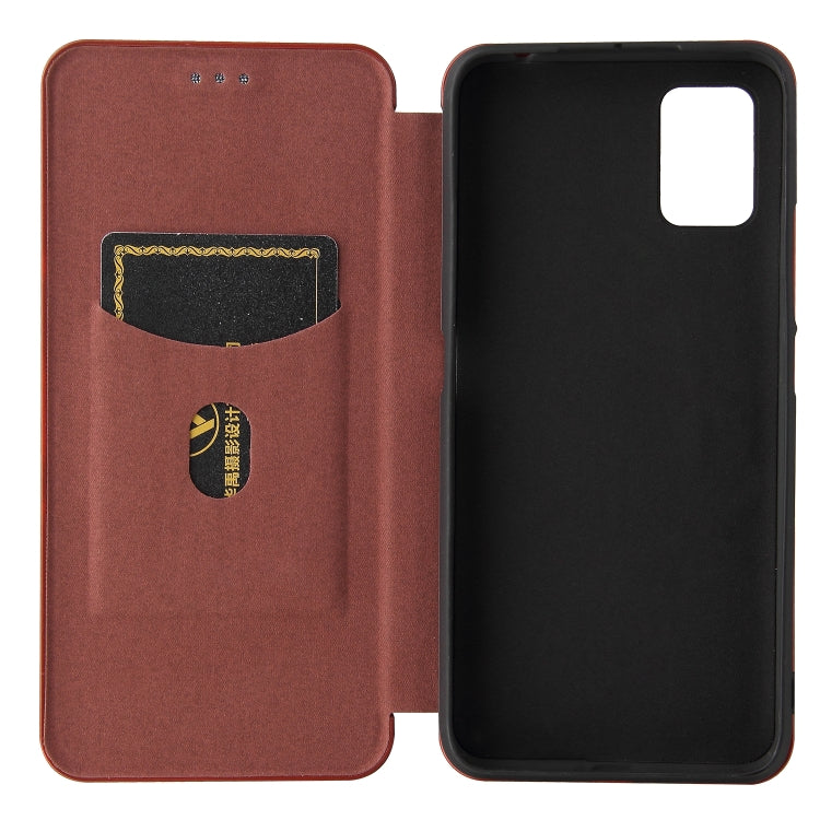 For UMIDIGI A7S Carbon Fiber Texture Horizontal Flip TPU + PC + PU Leather Case with Card Slot