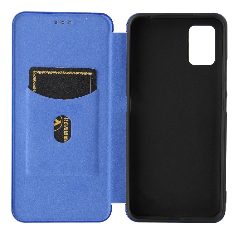 For UMIDIGI A7S Carbon Fiber Texture Horizontal Flip TPU + PC + PU Leather Case with Card Slot