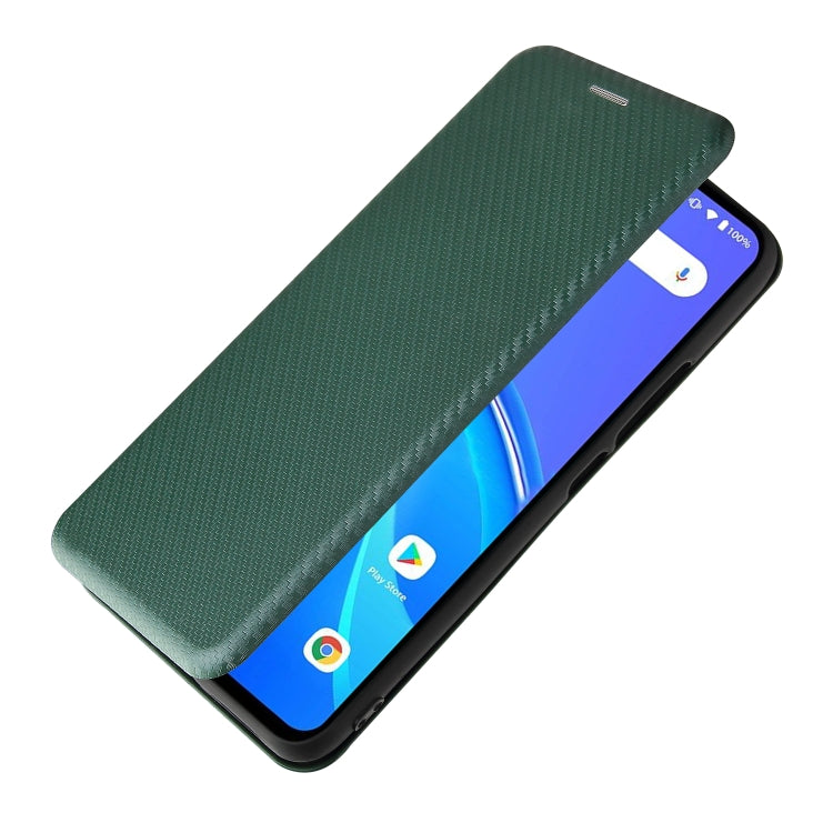 For UMIDIGI A7S Carbon Fiber Texture Horizontal Flip TPU + PC + PU Leather Case with Card Slot