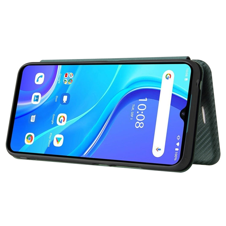 For UMIDIGI A7S Carbon Fiber Texture Horizontal Flip TPU + PC + PU Leather Case with Card Slot