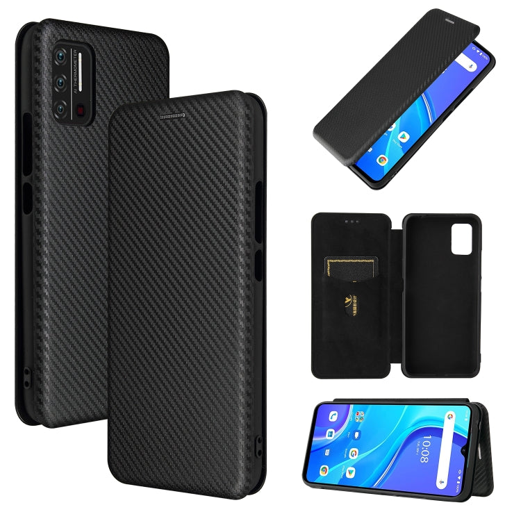 For UMIDIGI A7S Carbon Fiber Texture Horizontal Flip TPU + PC + PU Leather Case with Card Slot