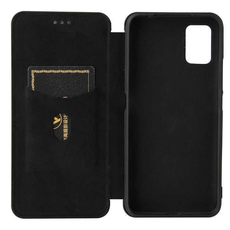 For UMIDIGI A7S Carbon Fiber Texture Horizontal Flip TPU + PC + PU Leather Case with Card Slot