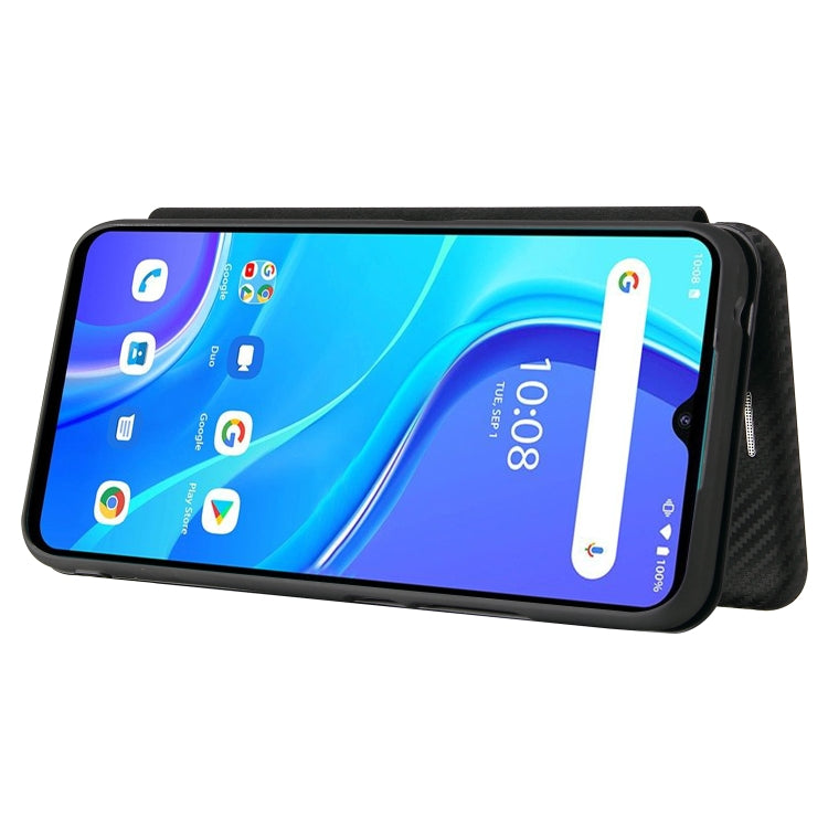 For UMIDIGI A7S Carbon Fiber Texture Horizontal Flip TPU + PC + PU Leather Case with Card Slot
