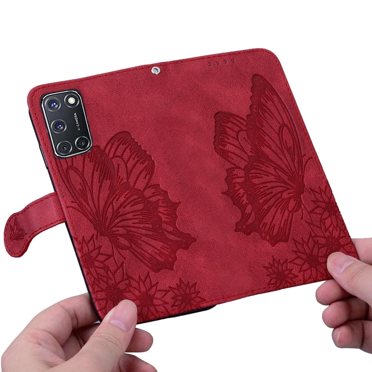 For OPPO A52 / A72 / A92 Retro Skin Feel Butterflies Embossing Horizontal Flip Leather Case with Holder & Card Slots & Wallet