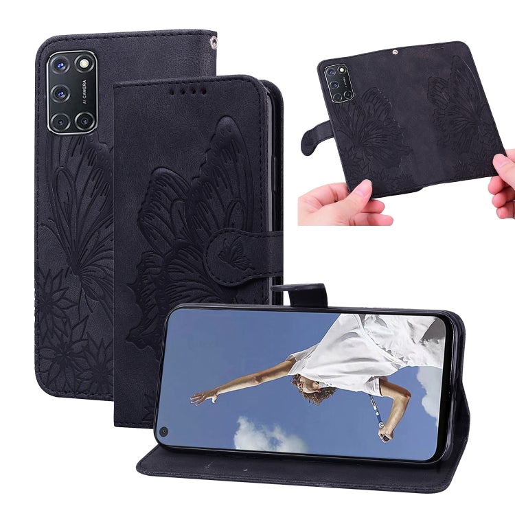 For OPPO A52 / A72 / A92 Retro Skin Feel Butterflies Embossing Horizontal Flip Leather Case with Holder & Card Slots & Wallet