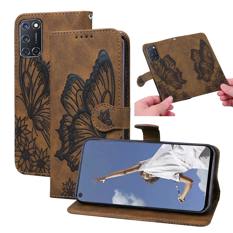 For OPPO A52 / A72 / A92 Retro Skin Feel Butterflies Embossing Horizontal Flip Leather Case with Holder & Card Slots & Wallet