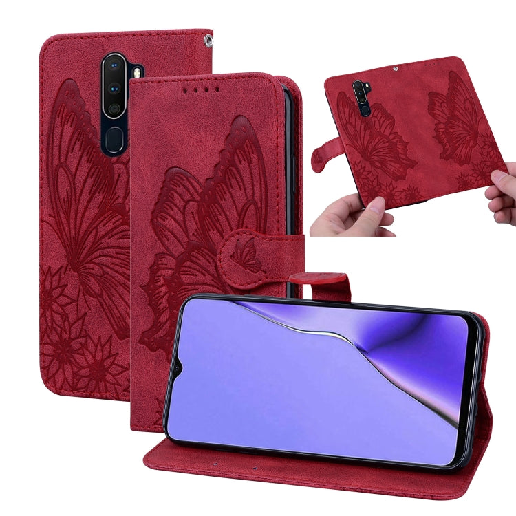 For OPPO A9 (2020) Retro Skin Feel Butterflies Embossing Horizontal Flip Leather Case with Holder & Card Slots & Wallet