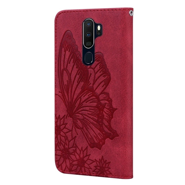 For OPPO A9 (2020) Retro Skin Feel Butterflies Embossing Horizontal Flip Leather Case with Holder & Card Slots & Wallet