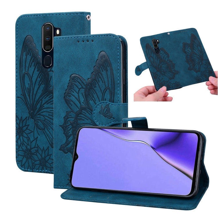 For OPPO A9 (2020) Retro Skin Feel Butterflies Embossing Horizontal Flip Leather Case with Holder & Card Slots & Wallet