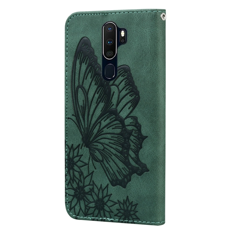 For OPPO A9 (2020) Retro Skin Feel Butterflies Embossing Horizontal Flip Leather Case with Holder & Card Slots & Wallet