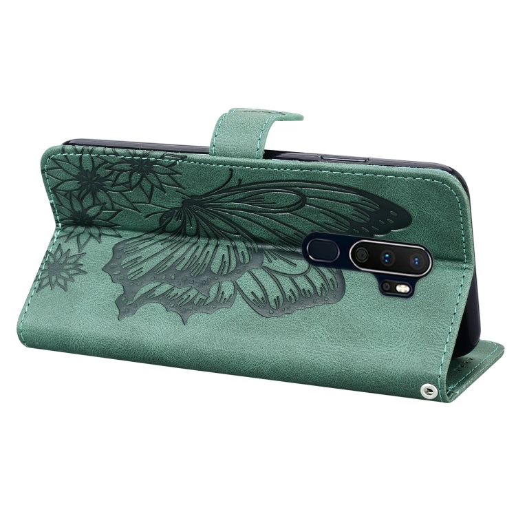 For OPPO A9 (2020) Retro Skin Feel Butterflies Embossing Horizontal Flip Leather Case with Holder & Card Slots & Wallet