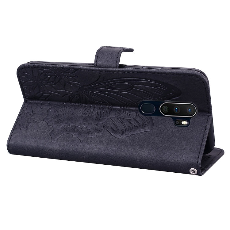 For OPPO A9 (2020) Retro Skin Feel Butterflies Embossing Horizontal Flip Leather Case with Holder & Card Slots & Wallet