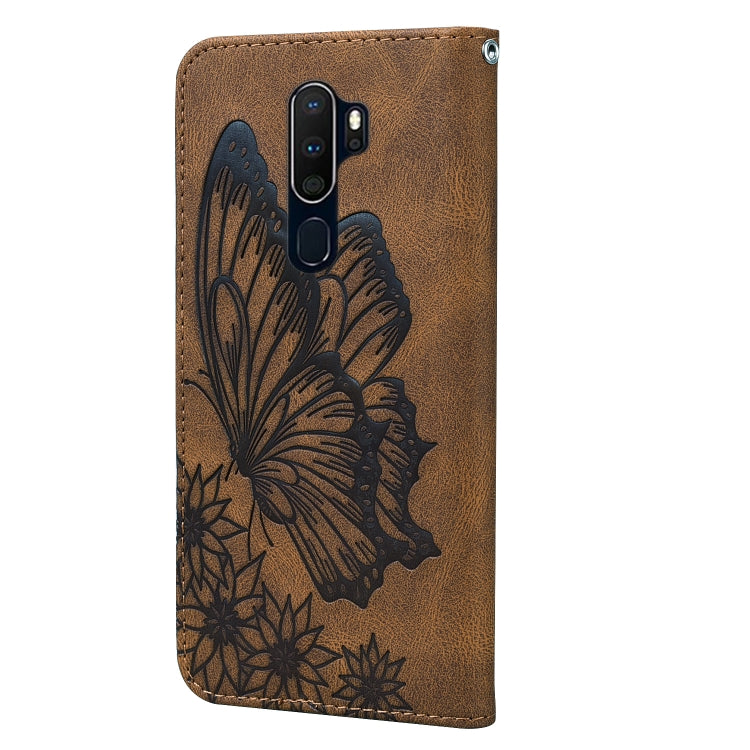 For OPPO A9 (2020) Retro Skin Feel Butterflies Embossing Horizontal Flip Leather Case with Holder & Card Slots & Wallet