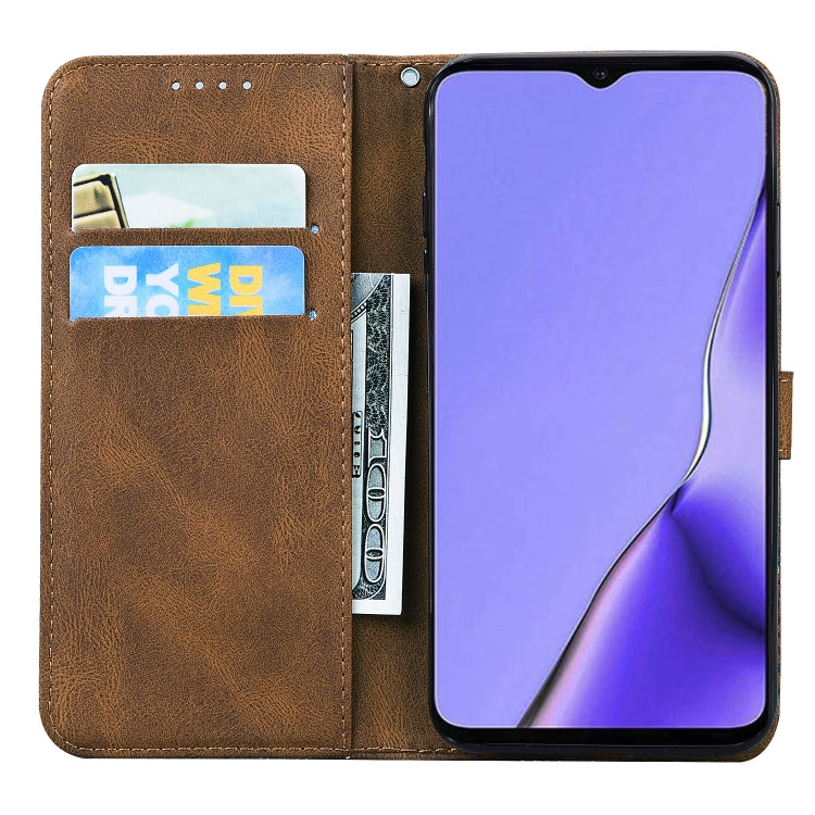 For OPPO A9 (2020) Retro Skin Feel Butterflies Embossing Horizontal Flip Leather Case with Holder & Card Slots & Wallet