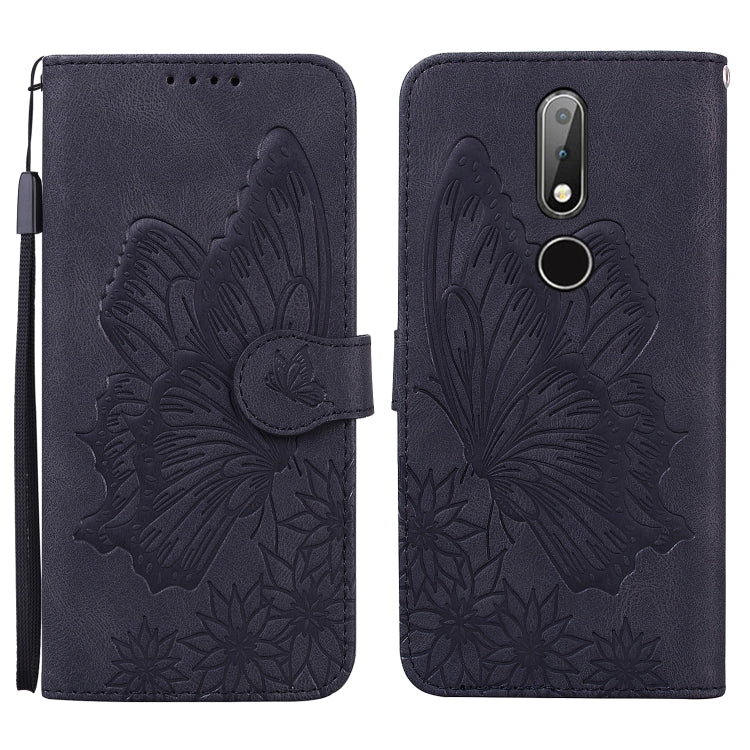 For Nokia 2.4 Retro Skin Feel Butterflies Embossing Horizontal Flip Leather Case with Holder & Card Slots & Wallet