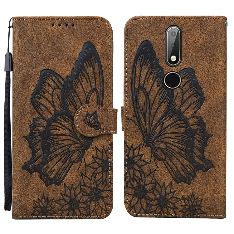 For Nokia 2.4 Retro Skin Feel Butterflies Embossing Horizontal Flip Leather Case with Holder & Card Slots & Wallet