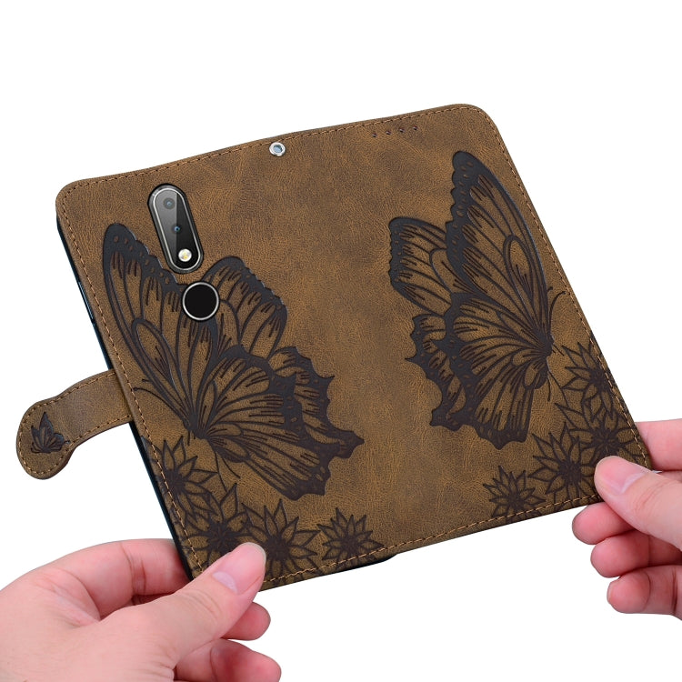 For Nokia 2.4 Retro Skin Feel Butterflies Embossing Horizontal Flip Leather Case with Holder & Card Slots & Wallet