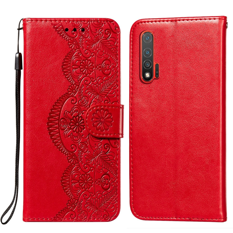 For Huawei nova 6 Flower Vine Embossing Pattern Horizontal Flip Leather Case with Card Slot & Holder & Wallet & Lanyard
