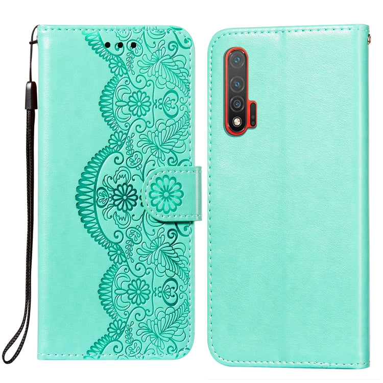 For Huawei nova 6 Flower Vine Embossing Pattern Horizontal Flip Leather Case with Card Slot & Holder & Wallet & Lanyard