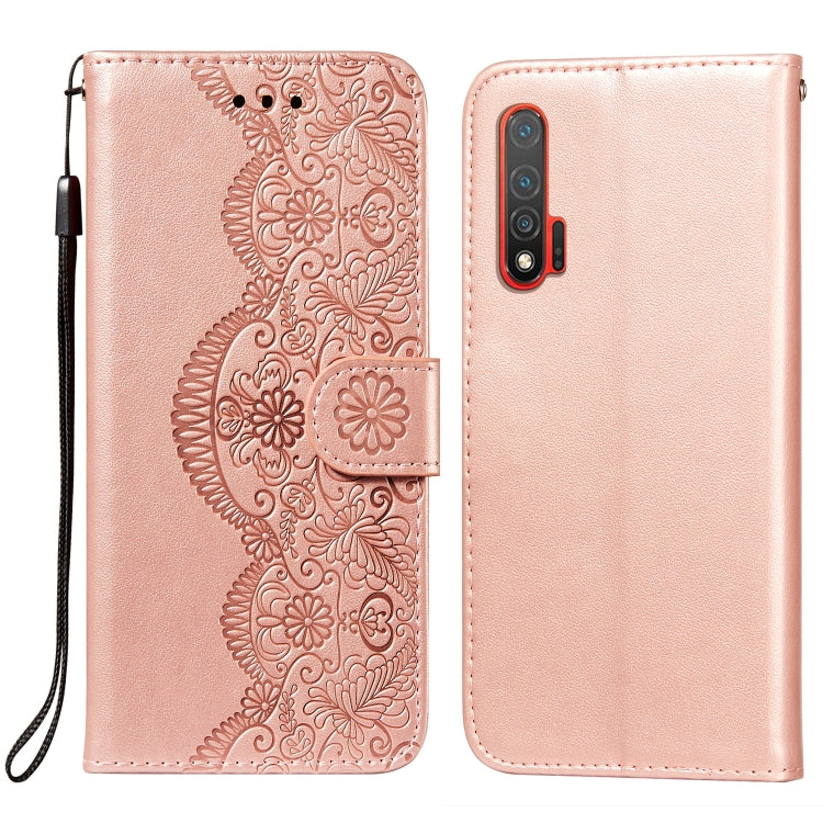 For Huawei nova 6 Flower Vine Embossing Pattern Horizontal Flip Leather Case with Card Slot & Holder & Wallet & Lanyard