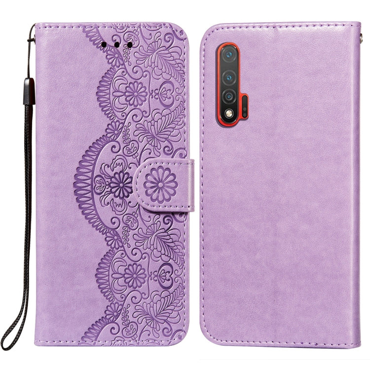 For Huawei nova 6 Flower Vine Embossing Pattern Horizontal Flip Leather Case with Card Slot & Holder & Wallet & Lanyard