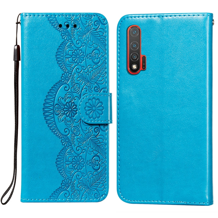 For Huawei nova 6 Flower Vine Embossing Pattern Horizontal Flip Leather Case with Card Slot & Holder & Wallet & Lanyard