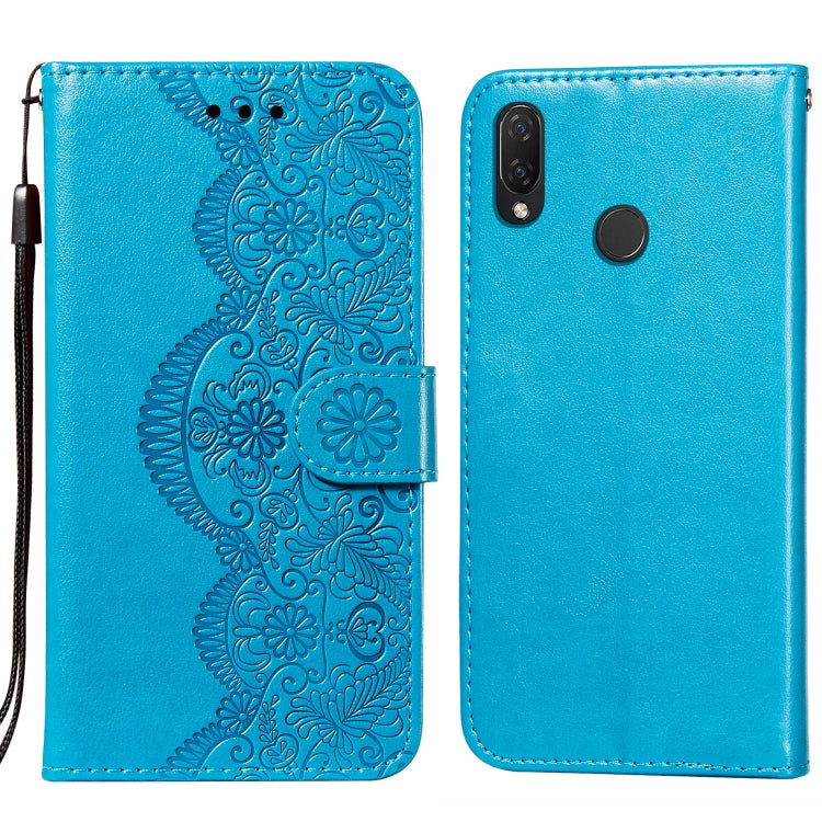 For Huawei P smart+ / nova 3i Flower Vine Embossing Pattern Horizontal Flip Leather Case with Card Slot & Holder & Wallet & Lanyard