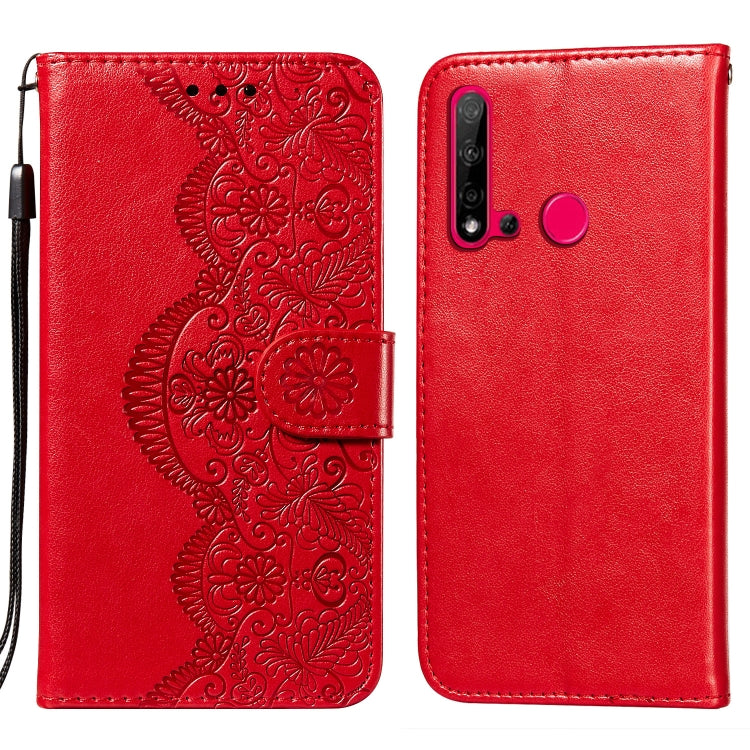 For Huawei P20 Lite (2019) Flower Vine Embossing Pattern Horizontal Flip Leather Case with Card Slot & Holder & Wallet & Lanyard
