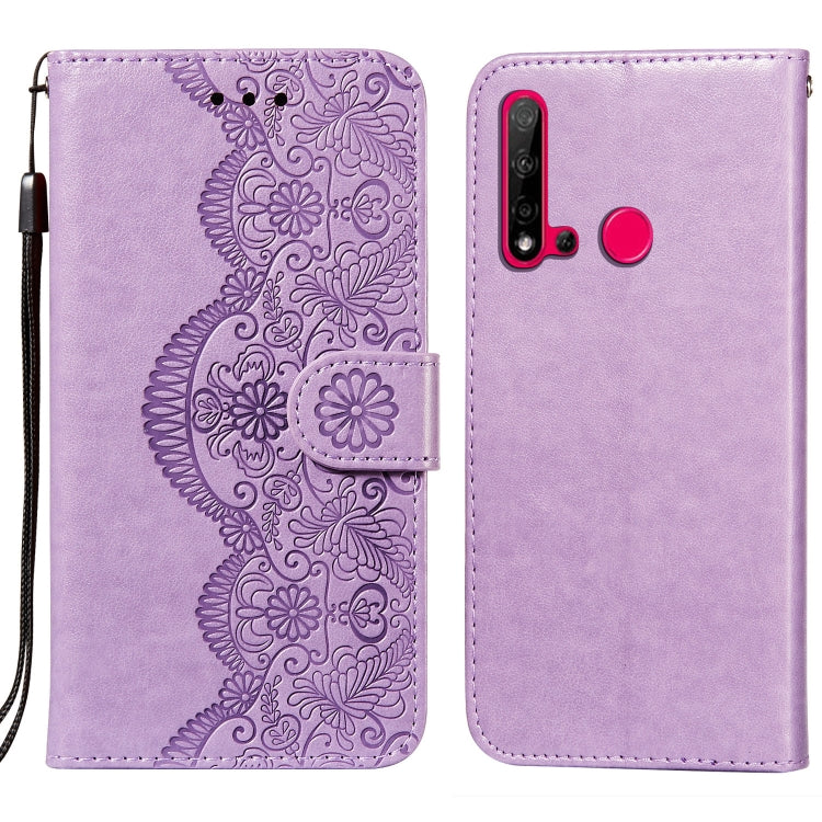 For Huawei P20 Lite (2019) Flower Vine Embossing Pattern Horizontal Flip Leather Case with Card Slot & Holder & Wallet & Lanyard
