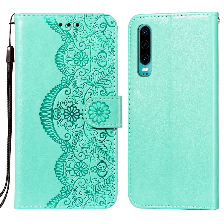 For Huawei P30 Flower Vine Embossing Pattern Horizontal Flip Leather Case with Card Slot & Holder & Wallet & Lanyard