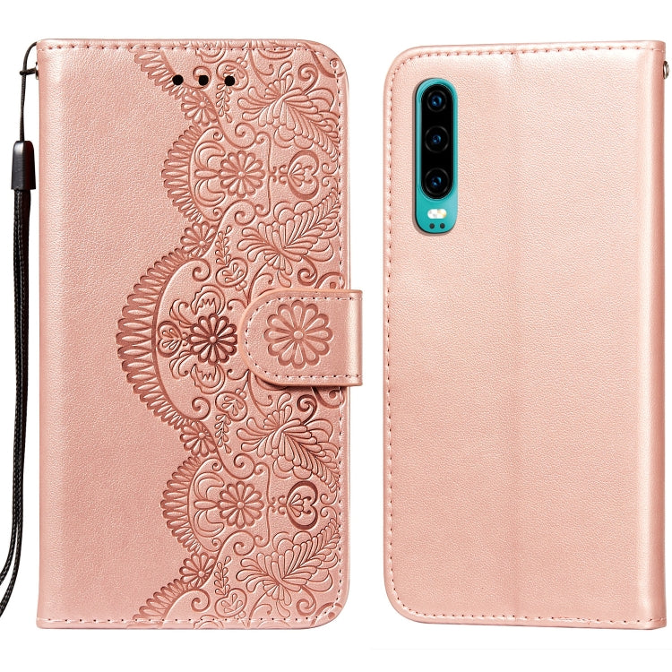 For Huawei P30 Flower Vine Embossing Pattern Horizontal Flip Leather Case with Card Slot & Holder & Wallet & Lanyard