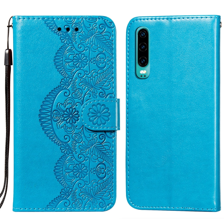 For Huawei P30 Flower Vine Embossing Pattern Horizontal Flip Leather Case with Card Slot & Holder & Wallet & Lanyard