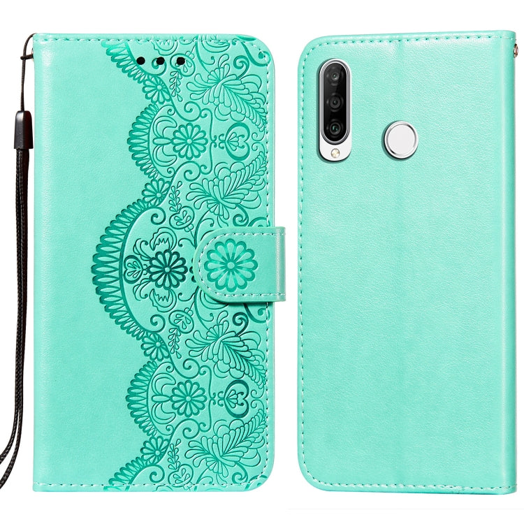 For Huawei P30 Lite / nova 4e Flower Vine Embossing Pattern Horizontal Flip Leather Case with Card Slot & Holder & Wallet & Lanyard