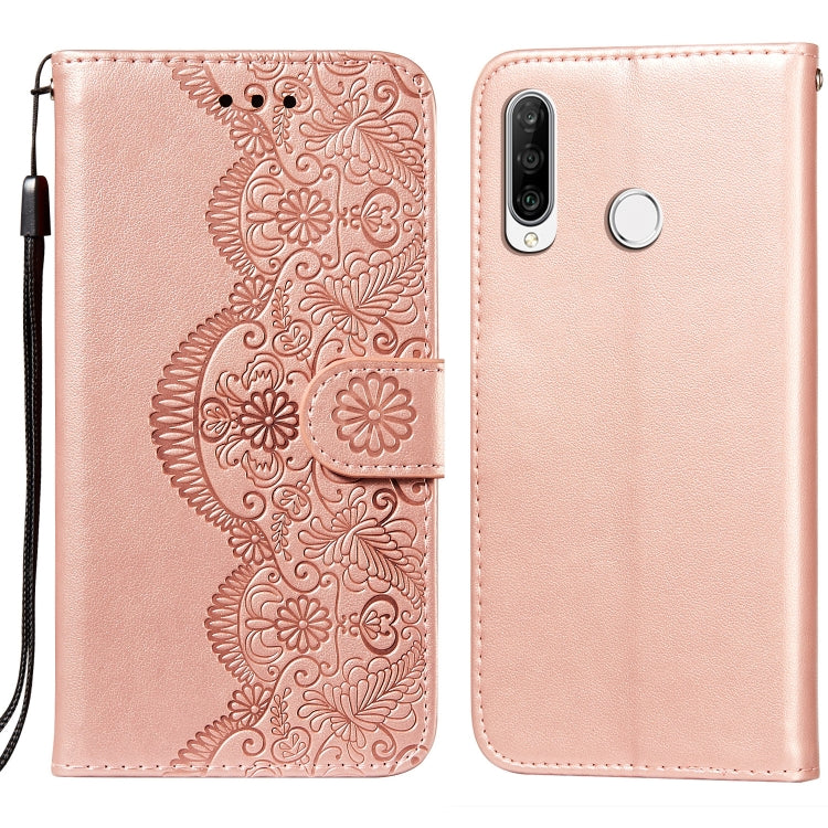 For Huawei P30 Lite / nova 4e Flower Vine Embossing Pattern Horizontal Flip Leather Case with Card Slot & Holder & Wallet & Lanyard