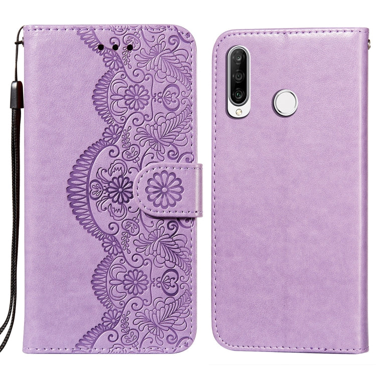 For Huawei P30 Lite / nova 4e Flower Vine Embossing Pattern Horizontal Flip Leather Case with Card Slot & Holder & Wallet & Lanyard