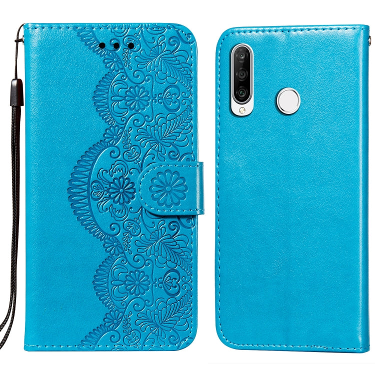 For Huawei P30 Lite / nova 4e Flower Vine Embossing Pattern Horizontal Flip Leather Case with Card Slot & Holder & Wallet & Lanyard