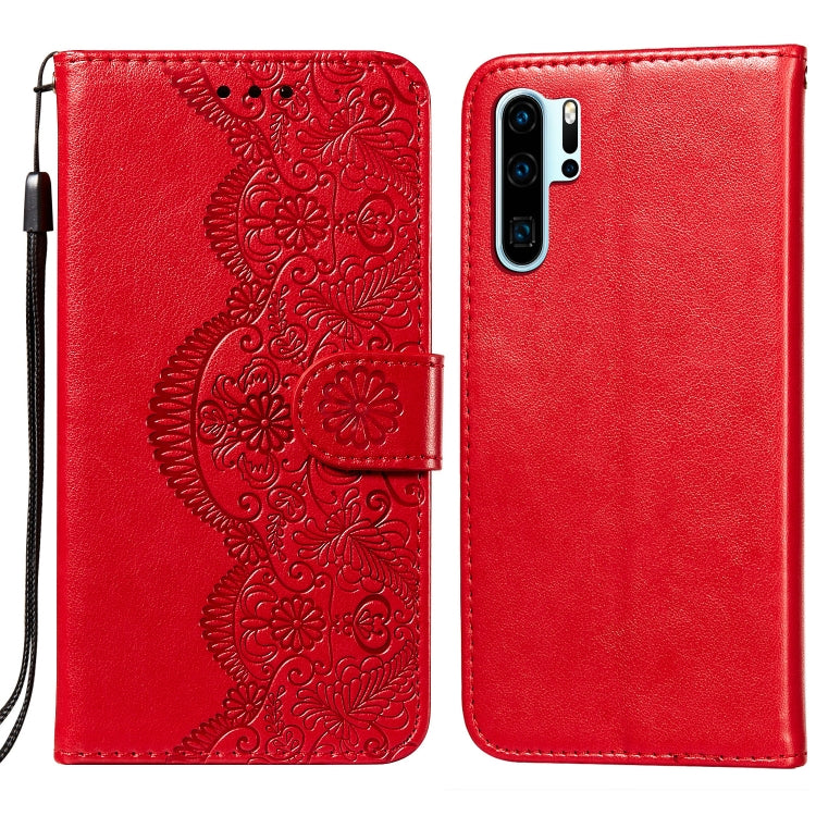 For Huawei P30 Pro Flower Vine Embossing Pattern Horizontal Flip Leather Case with Card Slot & Holder & Wallet & Lanyard