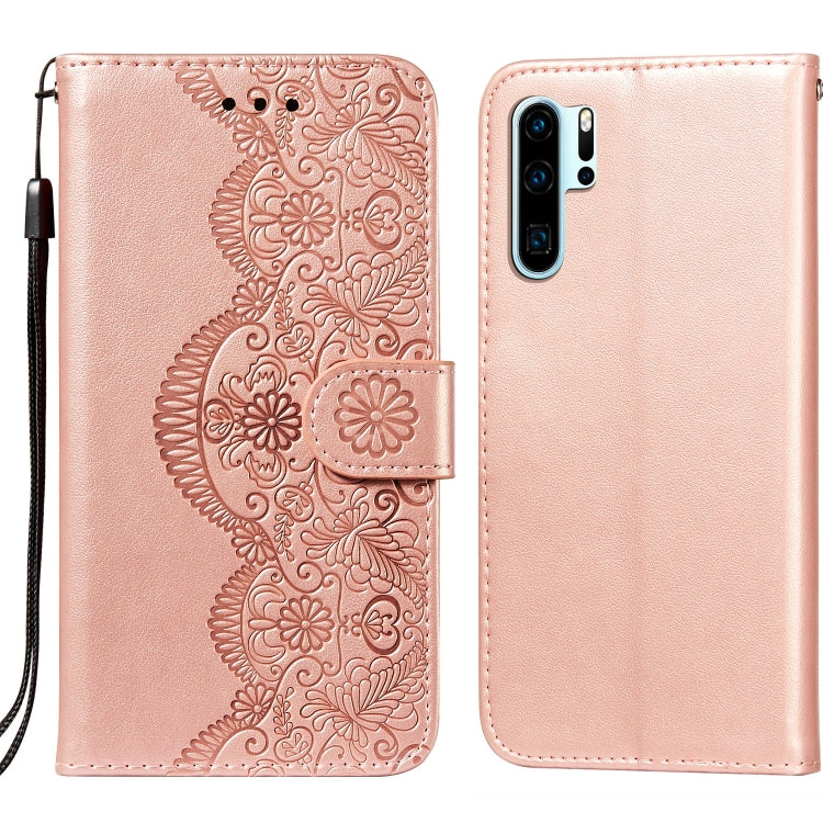 For Huawei P30 Pro Flower Vine Embossing Pattern Horizontal Flip Leather Case with Card Slot & Holder & Wallet & Lanyard