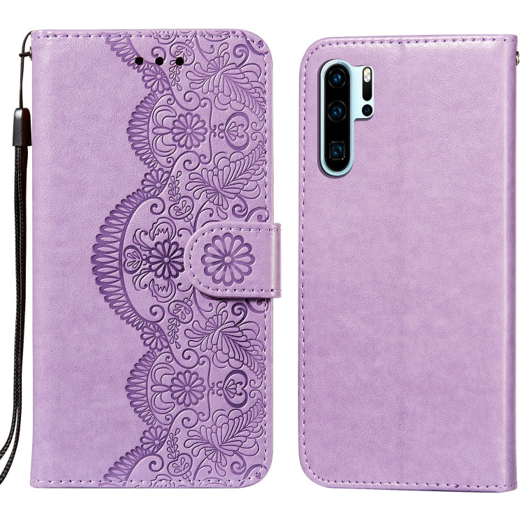 For Huawei P30 Pro Flower Vine Embossing Pattern Horizontal Flip Leather Case with Card Slot & Holder & Wallet & Lanyard
