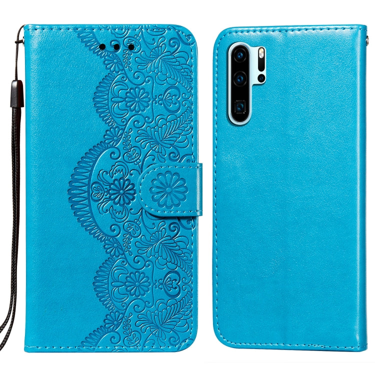 For Huawei P30 Pro Flower Vine Embossing Pattern Horizontal Flip Leather Case with Card Slot & Holder & Wallet & Lanyard