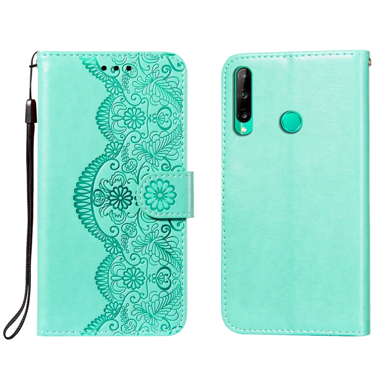 For Huawei P40 Lite E / Y7p Flower Vine Embossing Pattern Horizontal Flip Leather Case with Card Slot & Holder & Wallet & Lanyard