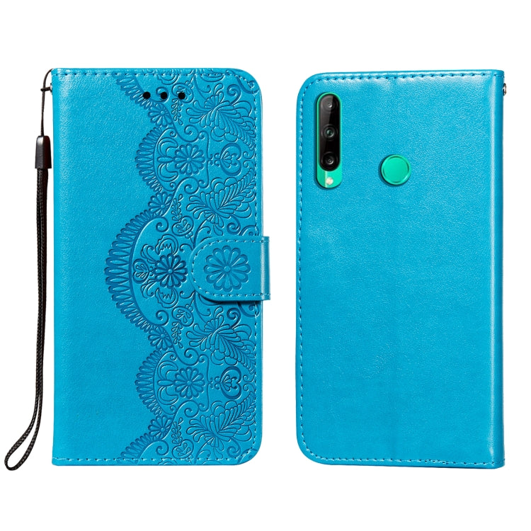 For Huawei P40 Lite E / Y7p Flower Vine Embossing Pattern Horizontal Flip Leather Case with Card Slot & Holder & Wallet & Lanyard