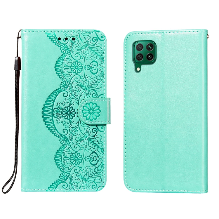 For Huawei P40 Lite / nova 6 SE Flower Vine Embossing Pattern Horizontal Flip Leather Case with Card Slot & Holder & Wallet & Lanyard