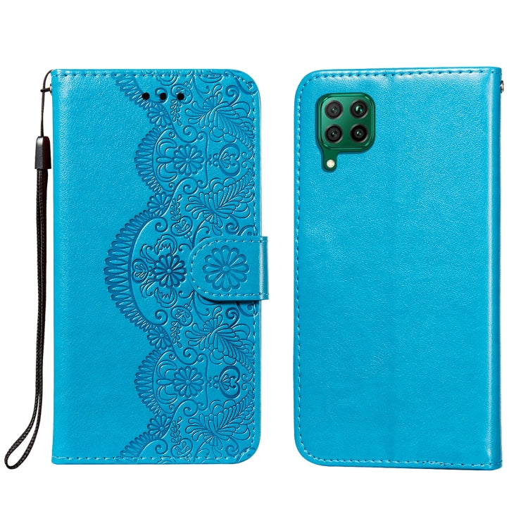 For Huawei P40 Lite / nova 6 SE Flower Vine Embossing Pattern Horizontal Flip Leather Case with Card Slot & Holder & Wallet & Lanyard