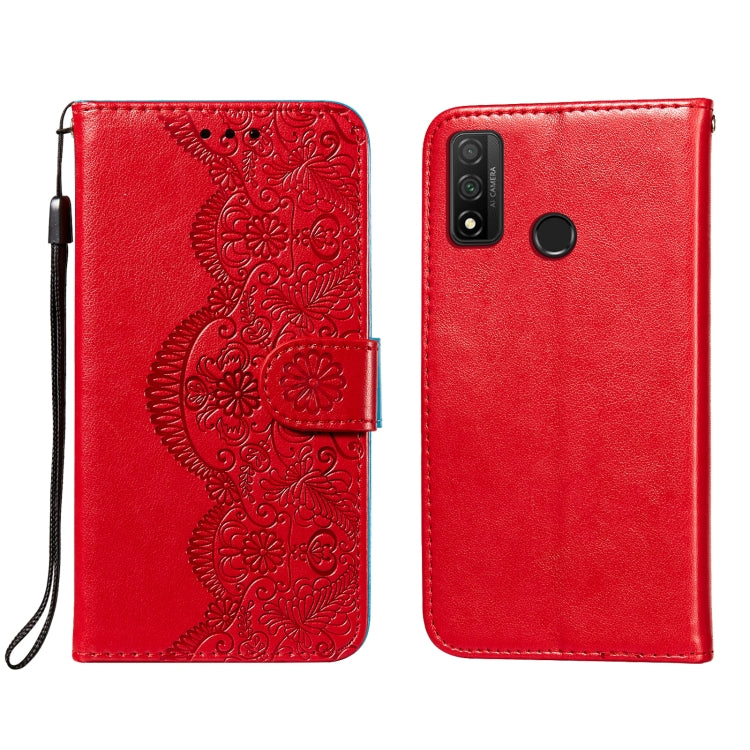 For Huawei P smart 2020 Flower Vine Embossing Pattern Horizontal Flip Leather Case with Card Slot & Holder & Wallet & Lanyard