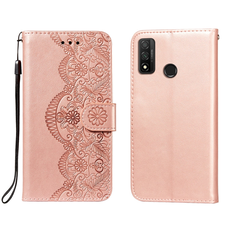 For Huawei P smart 2020 Flower Vine Embossing Pattern Horizontal Flip Leather Case with Card Slot & Holder & Wallet & Lanyard